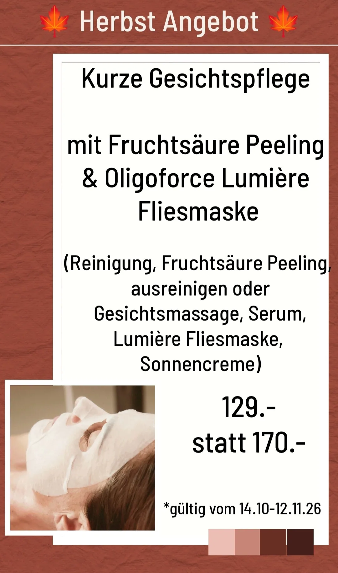 Flyer Herbstangebot von Lotus Cosmetic: Kurze Gesichtspflege für 129 statt 170 Franken